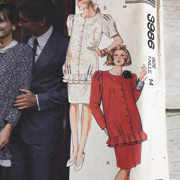 Vintage 1988 McCall's Trio Maternity‎ Sewing Pattern 3986 2 Piece Dress Size 14 - Picture 3 of 11